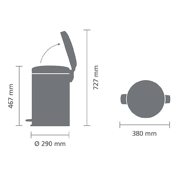 Мусорный бак с педалью 20 л Brabantia NewIcon