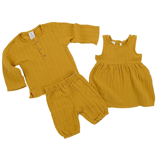 Рубашка из хлопкового муслина 18-24 M Tkano Essential горчичный