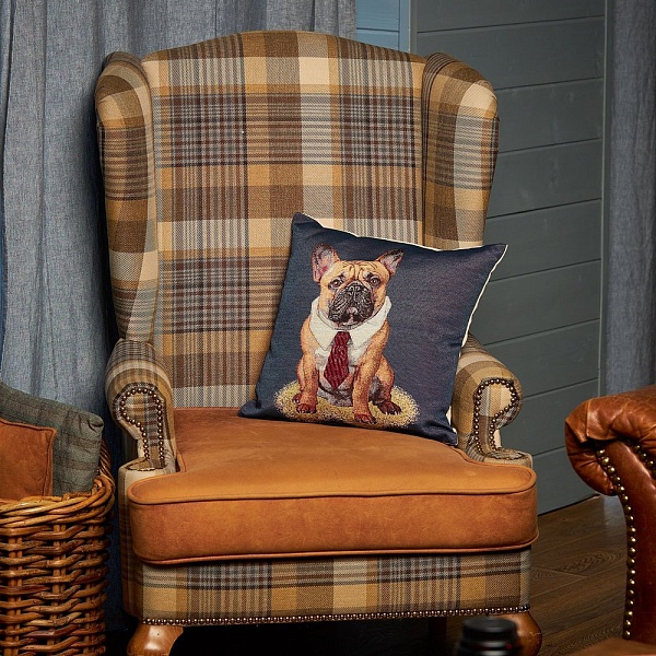 Подушка 45х45 см Породы собак Французский бульдог темный фон