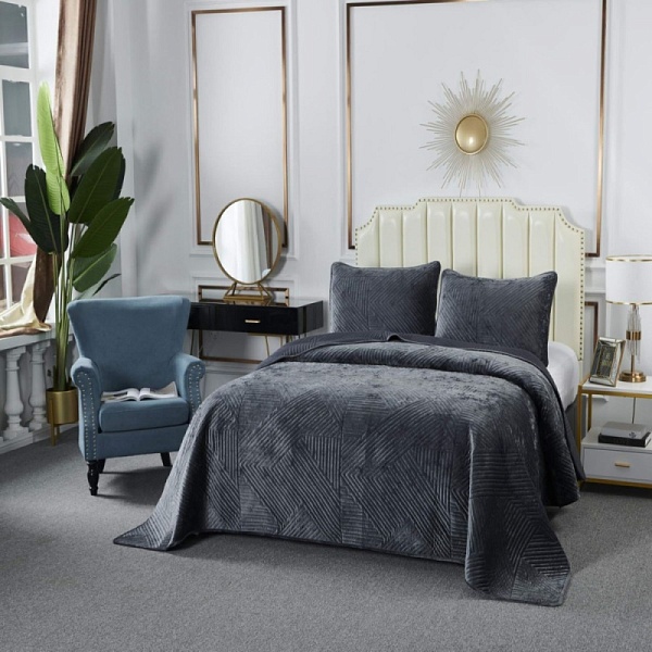 Комплект покрывало и наволочки 240 х 260 см Sofi de Marko Патрисия антрацит