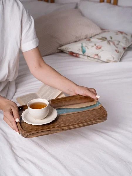 Поднос "Аура" 30х18 см, бирюза