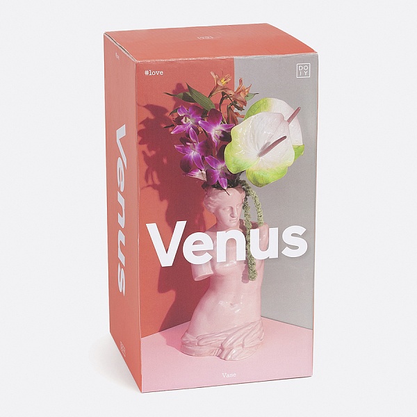Ваза для цветов 31 см Doiy Venus розовый