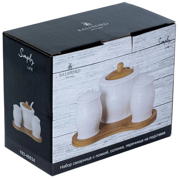 Набор для сервировки с сахарницей 320 мл на бамбуковой подставке Balsford Роза