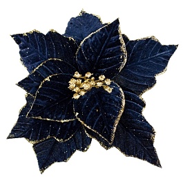 Пуансетия с глиттером на вставке 28 см Азалия синяя