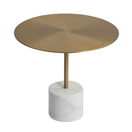 Столик журнальный asgard, D44 см, латунь/белый