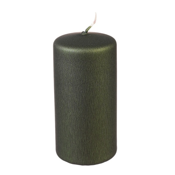 Свеча классическая 12 х 6 см Adpal металлик оливковый