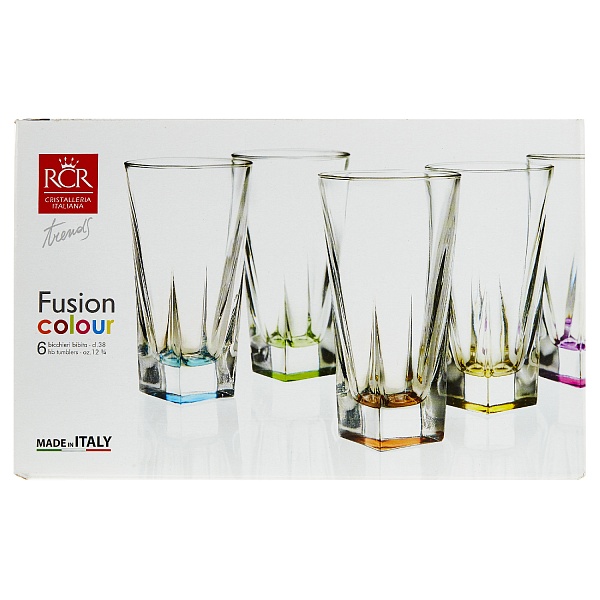 Набор стаканов для воды 380 мл. 6 шт. RCR "Fusion Colours"