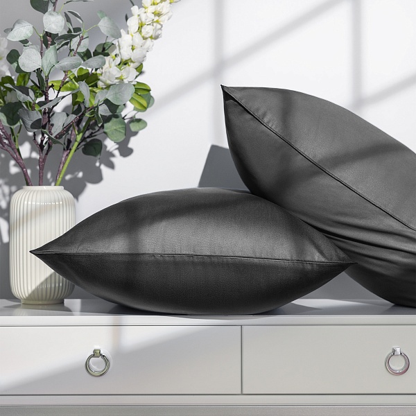 Набор наволочек 70 х 70 см 2 шт Soft Silver, серый космос