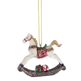 Украшение подвесное Лошадка 7,5x8,5x2 см белый/красный/