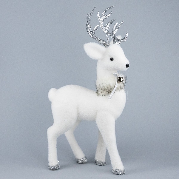 Сувенир Олень 26 х 15 x 51 см Азалия белый/серебристый