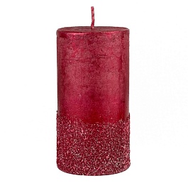 Свеча-столбик с глиттером 7 x 13 см Азалия красная