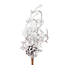 Ветка с шишкой заснеженная 36 см DecoLine 