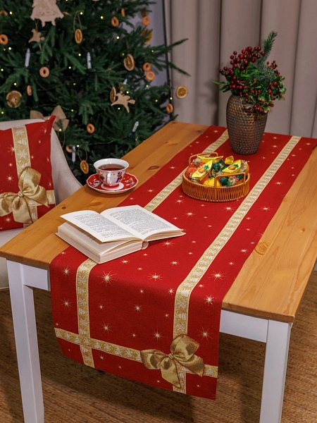 Дорожка 44 х 140 см Le Gobelin Золотой бантик красный/золотой