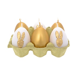 Набор свечей 6 шт Adpal Пасхальные яйца золотые с декором