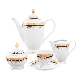 Кофейный сервиз на 6 персон Thun Кристина чёрная лилия 17 предметов