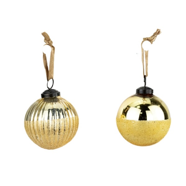 Украшение подвесное шар стеклянный 8 см DecoLine золотой в ассортименте