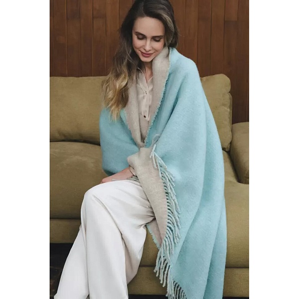 Плед 120 х 180 см Valerie Concept Mumbai Duo мятный