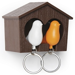 Держатель для ключей Qualy Duo Sparrow белый-оранжевый