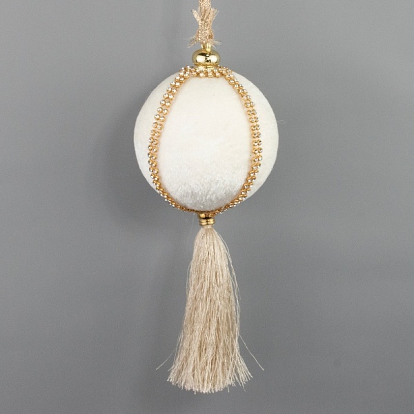 Украшение подвесное Шар с кисточкой 8 см Азалия кремовое