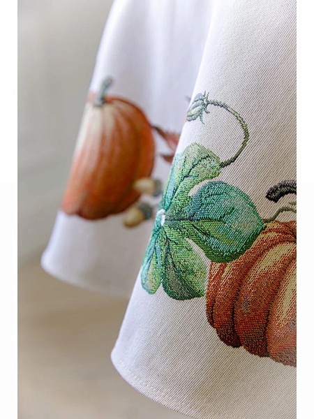 Скатерть круглая 165 см Le Gobelin Тыквы и подсолнухи