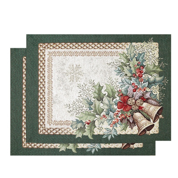 Салфетка 35 х 45 см Le Gobelin Елочные украшения Колокольчики зеленая