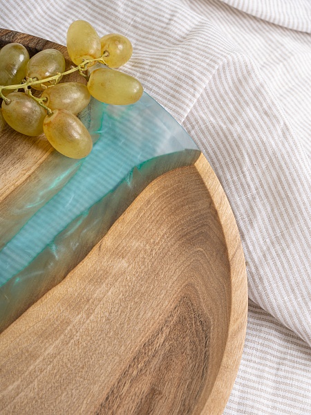 Тарелка "Река" 35 см, бирюза