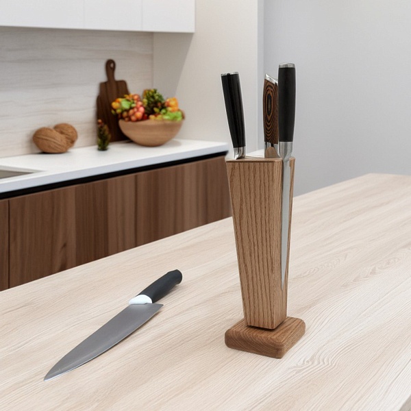 Подставка для ножей  Platano 10х10х30 "Пирамида", магнитная, дуб