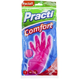 Перчатки резиновые Paclan Comfort S розовый