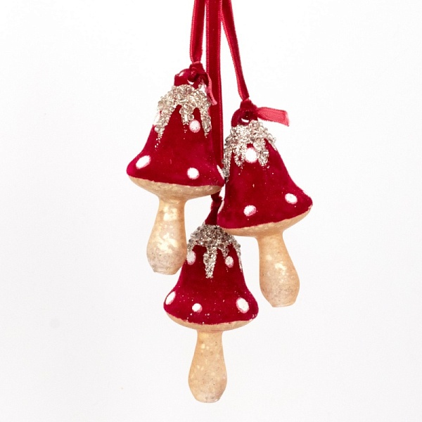Набор украшений подвесных Гриб 4 x 8 см красный 3 шт