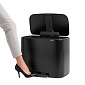 Мусорный бак 11 + 23 л Brabantia Bo Pedal Bin чёрный матовый