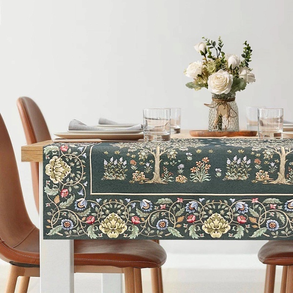 Скатерть 160 х 300 см Le Gobelin Древо бирюза