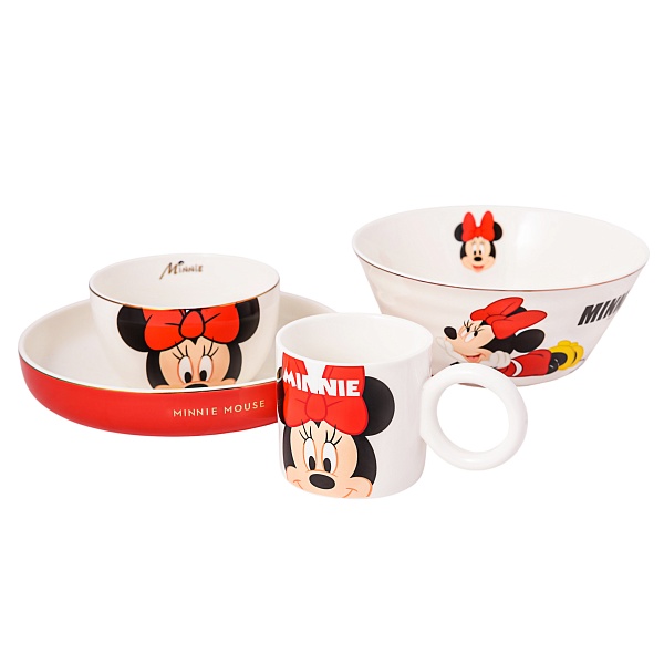 Набор посуды  Минни Маус, красный/белый