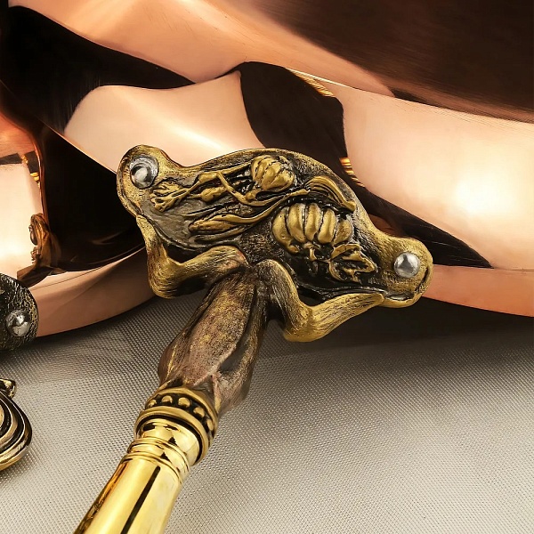 Сковорода малая медная с латунной ручкой Кольчугинский мельхиор Кукуруза     