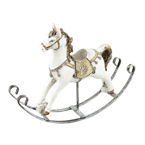 Сувенир Лошадка 21 см бело-бронзовый
