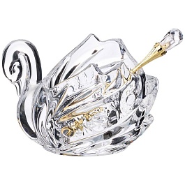 Икорница с ложкой 11х7х8,5 см ЛЕБЕДЬ MUZA CRYSTAL