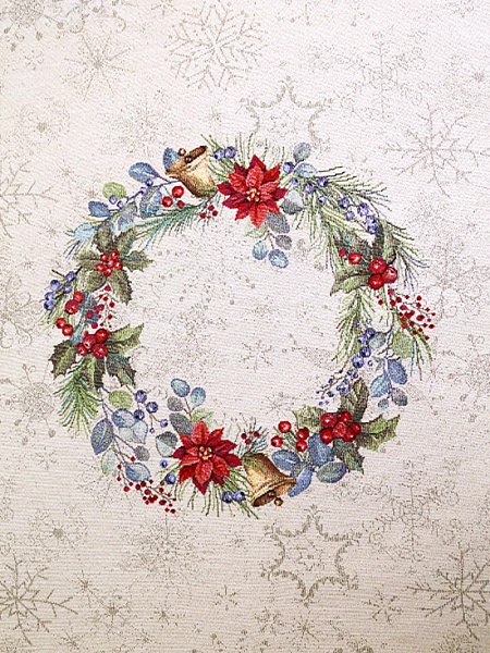 Скатерть 140 х 180 см Le Gobelin Елочные украшения зеленая