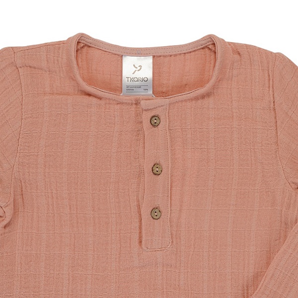 Рубашка из хлопкового муслина 18-24 M Tkano Essential пыльная роза