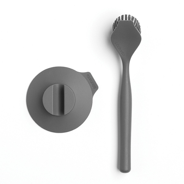 Щётка для мытья посуды с держателем на присоске Brabantia Sink Side тёмно-серый