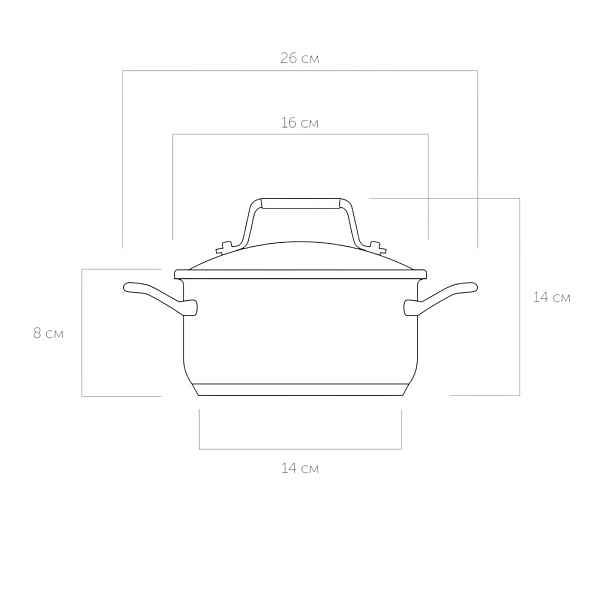 Кастрюля со стеклянной крышкой, 16 см/1,4 л ODRI