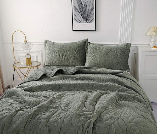 Комплект покрывало и наволочки 240 х 260 см Sofi de Marko Глория зелёный