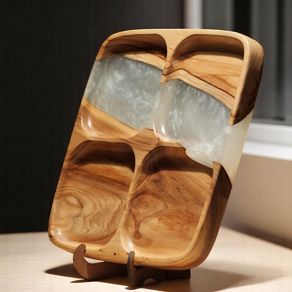 Менажница "Квадро" 25 см, жемчуг