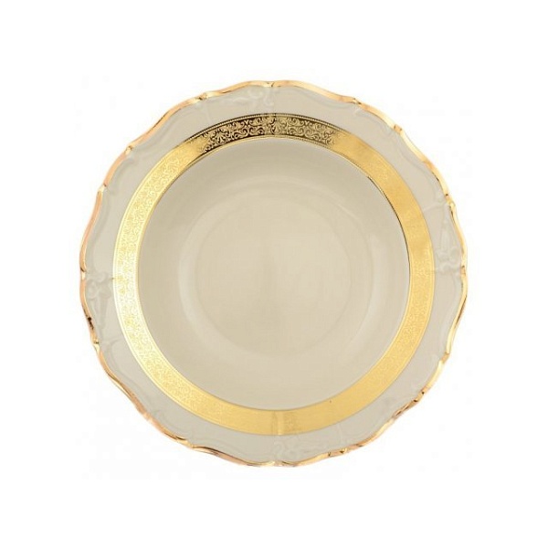 Набор глубоких тарелок 23 см Thun Мария Луиза золотая лента ivory 6 шт