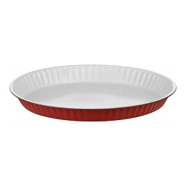 Форма с керамическим покрытием круглая рифленая для запекания "Eco Cook" красный