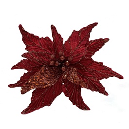 Цветок на клипсе 30 см House of Seasons Пуансеттия красный