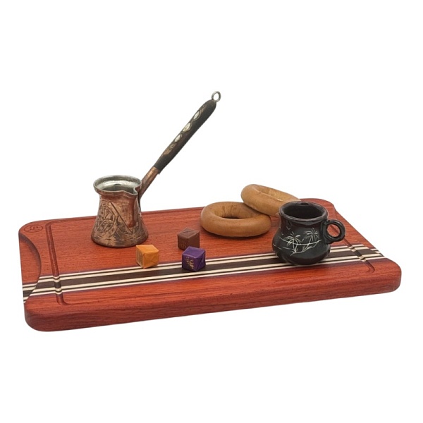 Доска сервировочная двусторонняя  Platano 42 х 24.5 х 2.2 "Венеция", падук, граб, термоясень, амарант