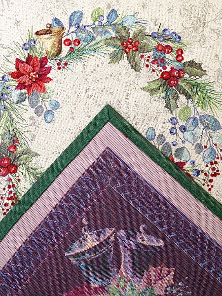 Скатерть 140 х 180 см Le Gobelin Елочные украшения зеленая