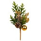 Ветка еловая с ягодами шишками шаром 36 см Азалия зеленый/золотой