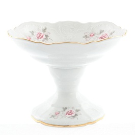 Конфетница на ножке 19 см Bernadotte Серая роза золото