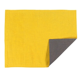 Салфетка под приборы из умягченного льна с декоративной обработкой серый/горчица essential, 35х45 см