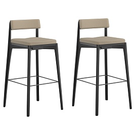 Набор из 2 барных стульев aska, рогожка, черный/бежевый